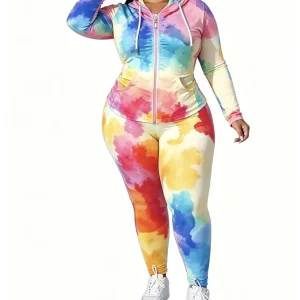 Plus size rainbow tie-dye jacket